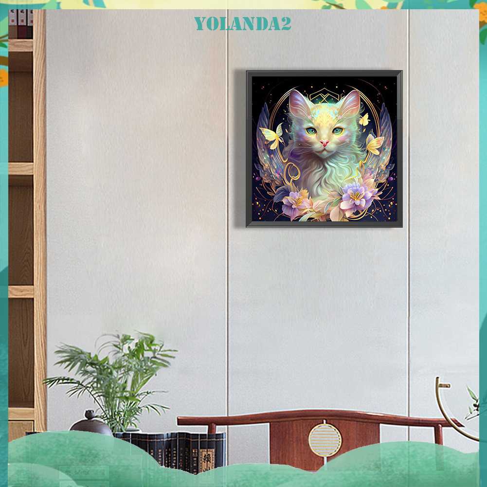 Tranh Đính Đá Kim Cương Toàn Bộ 5D DIY Hình Vẽ Mèo Trang Trí Nhà Cửa