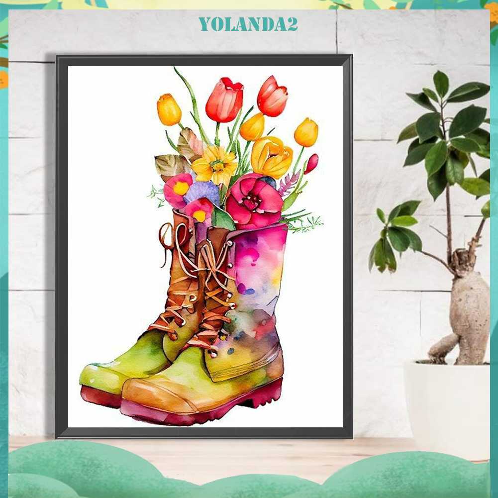 Tranh Đính Đá Kim Cương Toàn Bộ 5D DIY Hình Bốt Hoa