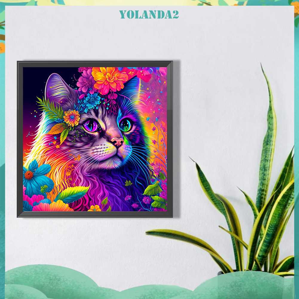 Tranh Đính Đá Kim Cương Toàn Bộ 5D DIY Hình Vẽ Mèo Trang Trí Nhà Cửa