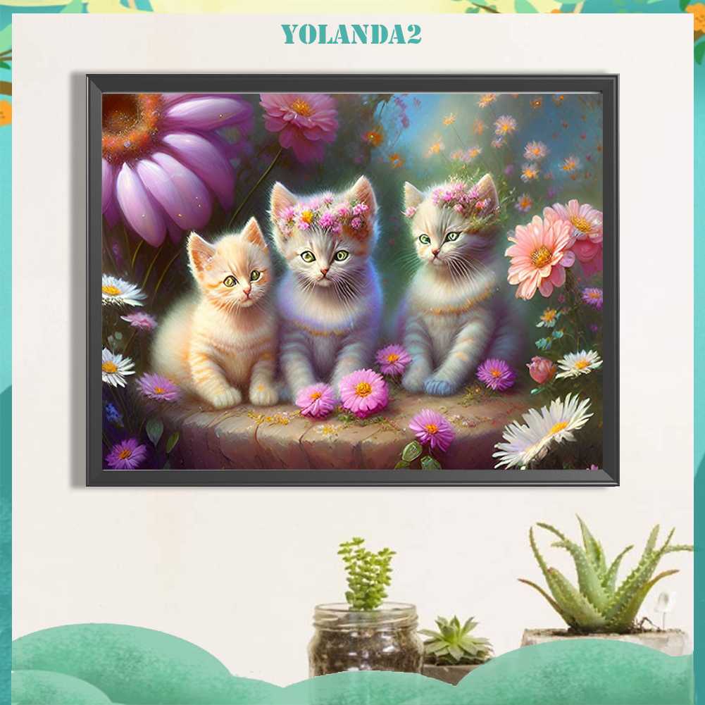 Tranh Đính Đá Kim Cương Toàn Bộ 5D DIY Hình Vẽ Mèo Trang Trí Nhà Cửa