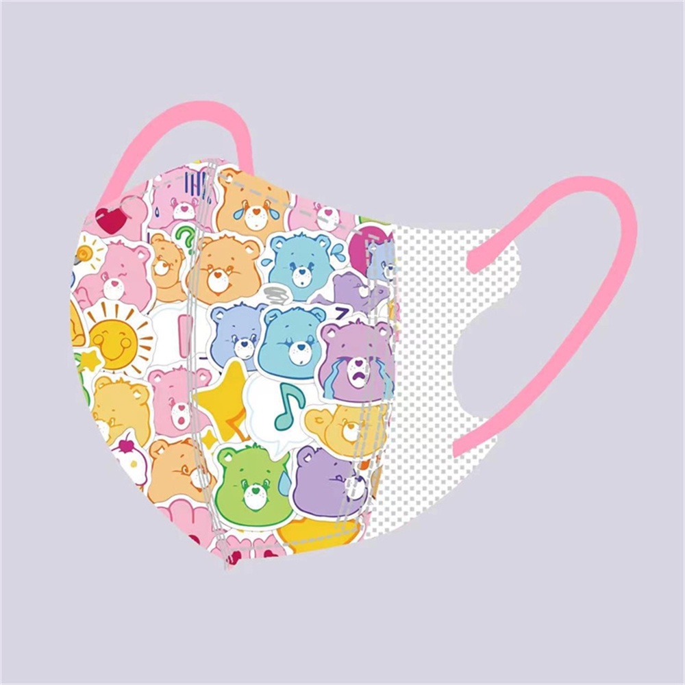 Set 10 Khẩu Trang 3D Hình Gấu Hoạt Hình Dễ Thương Dùng Một Lần Cho Bé Gái