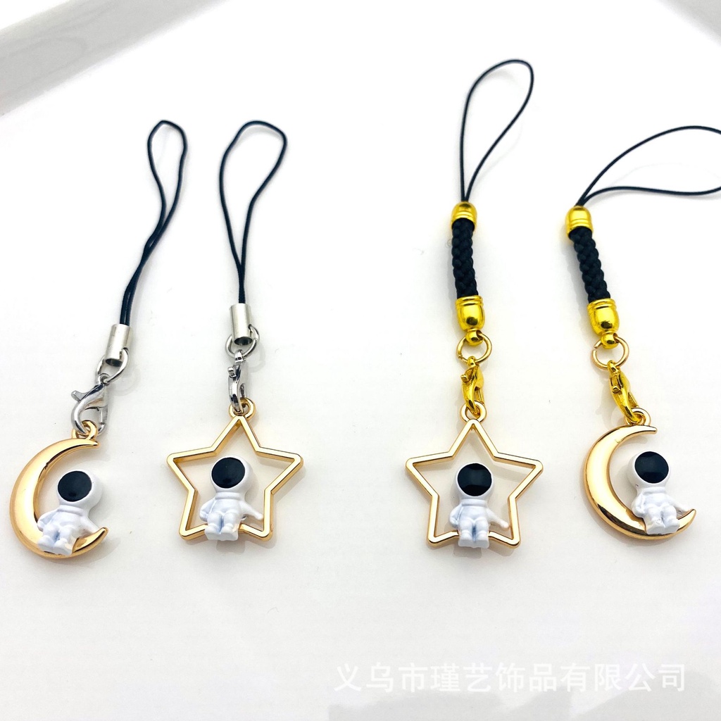 Móc Điện Thoại Di Động diy Hình Phi Hành Gia Mặt Trăng Ngôi Sao Hoạt Hình Có Dây Treo Túi Xách