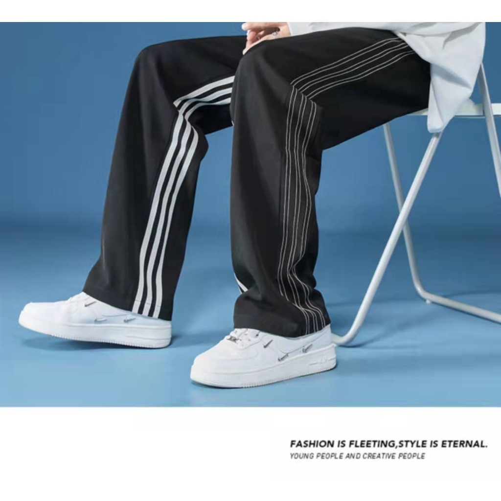 Quần Thể Thao Bóng Rổ Ba Sọc Ống Thẳng Mỏng Thời Trang Xuân Thu Mới Dành Cho Bé Trai Và Bé Gái