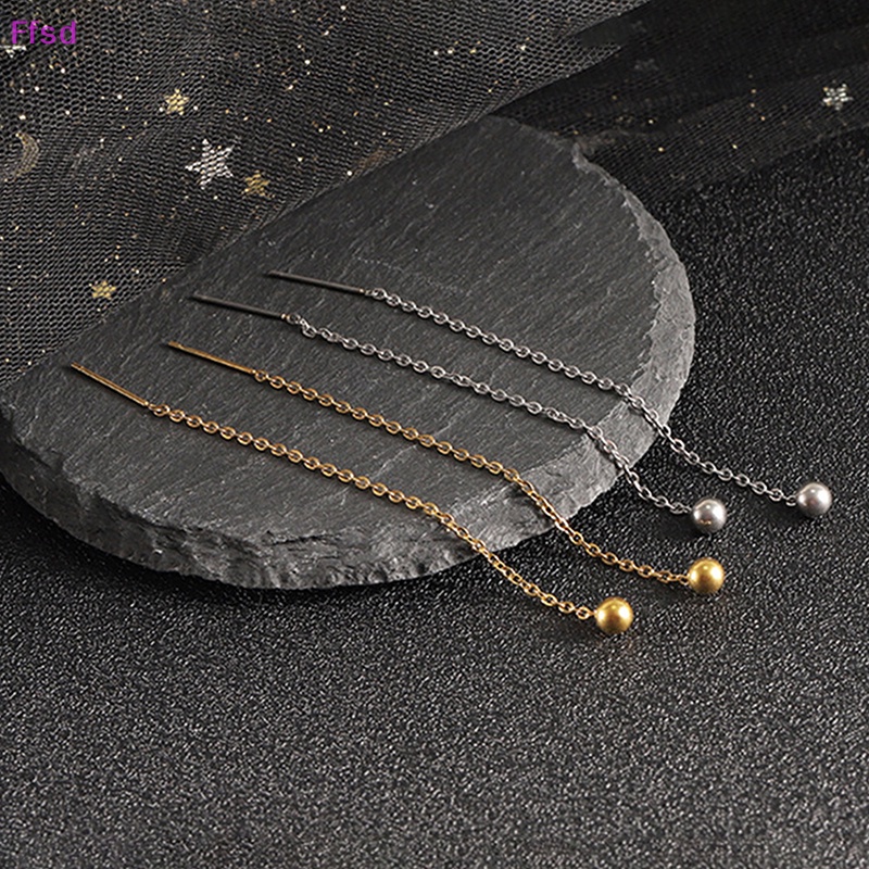 {Ffsd} 1 Đôi Bông Tai Dây Tua Rua Bằng Thép Titan Đơn Giản Làm Quà Tặng Tiệc Cưới Cho Nữ