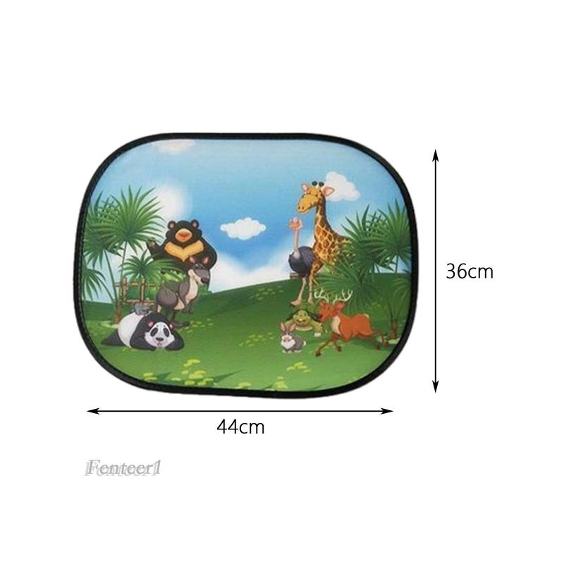 [Fenteer1] 2 Tấm Che Nắng Cửa Sổ Xe Hơi Họa Tiết Động Vật Dễ Thương Dành Cho Trẻ Em