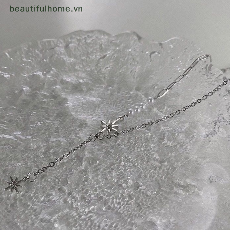 [beautifulhome] Vòng cổ Mặt Hình Ngôi Sao Đính Ngọc Trai Zircon Thời Trang Mùa Hè Cho Nữ [beauty]
