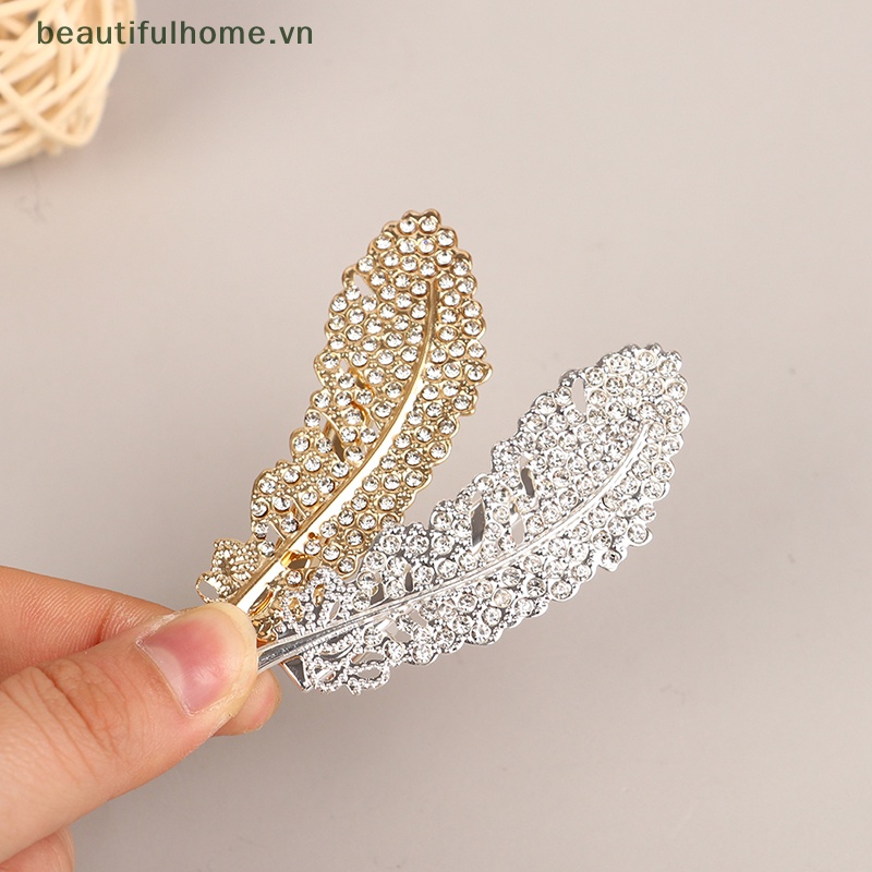 Kẹp Tóc Đính Pha Lê Màu Vàng / Bạc Thời Trang Cho Nữ