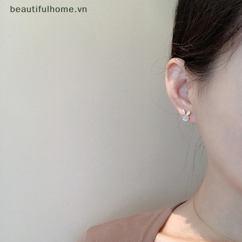 [beautifulhome] Bông Tai Hình Thỏ Bunny Đính Đá Opal Feminia Thanh Lịch Sáng Tạo Lãng Mạn Chất Lượng Cao [bea