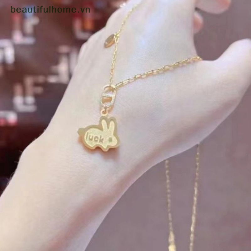 [beautifulhome] Vòng Cổ Choker Mặt Thỏ May Mắn Hoạt Hình Màu Vàng Kim Thời Trang Dành Cho Nữ [beauty]