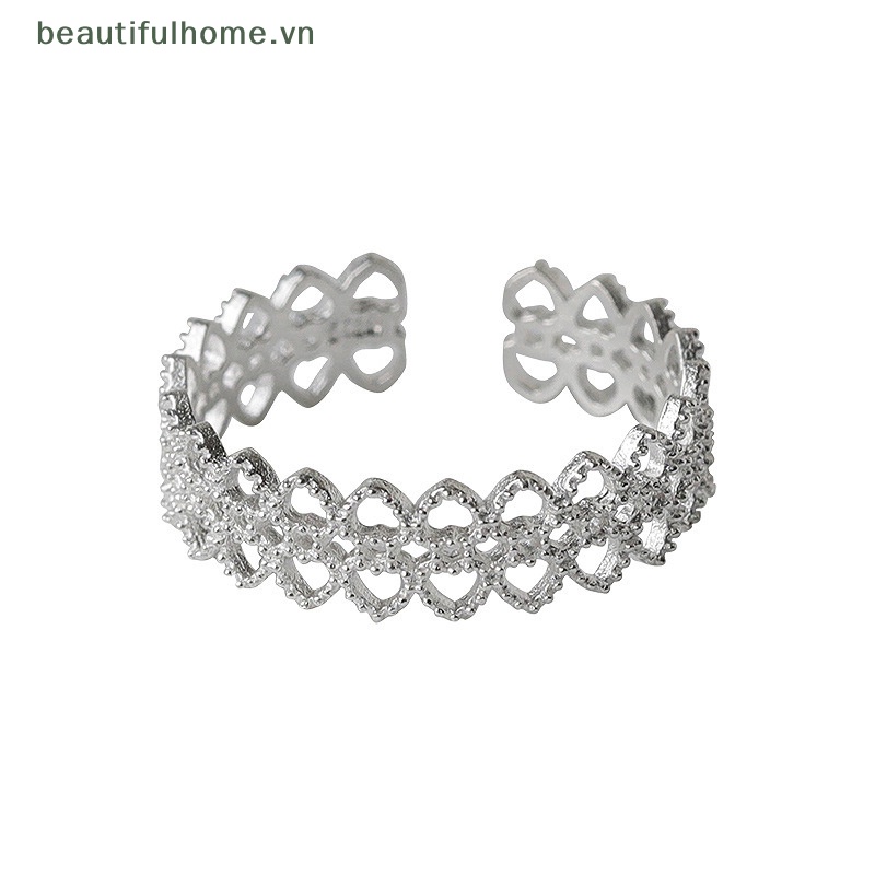 [beautifulhome] Nhẫn Hở Hình Trái Tim Rỗng Nhẹ Nhàng Cho Nữ