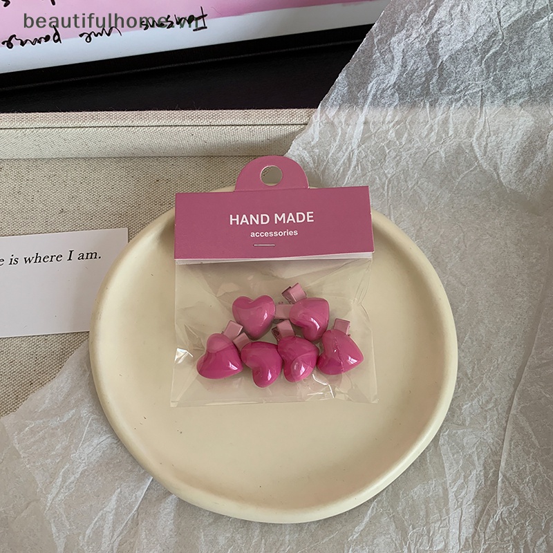 Set 6 Kẹp Tóc Càng Cua Mini Hình Trái Tim Màu Hồng Phong Cách Hàn Quốc Dễ Thương Làm Quà Tặng Cho Bé Gái