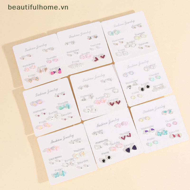 [beautifulhome] Set Bông Tai Nhiều Cặp Hình Học Bướm Dễ Thương Thời Trang Hàn Quốc [Đẹp]