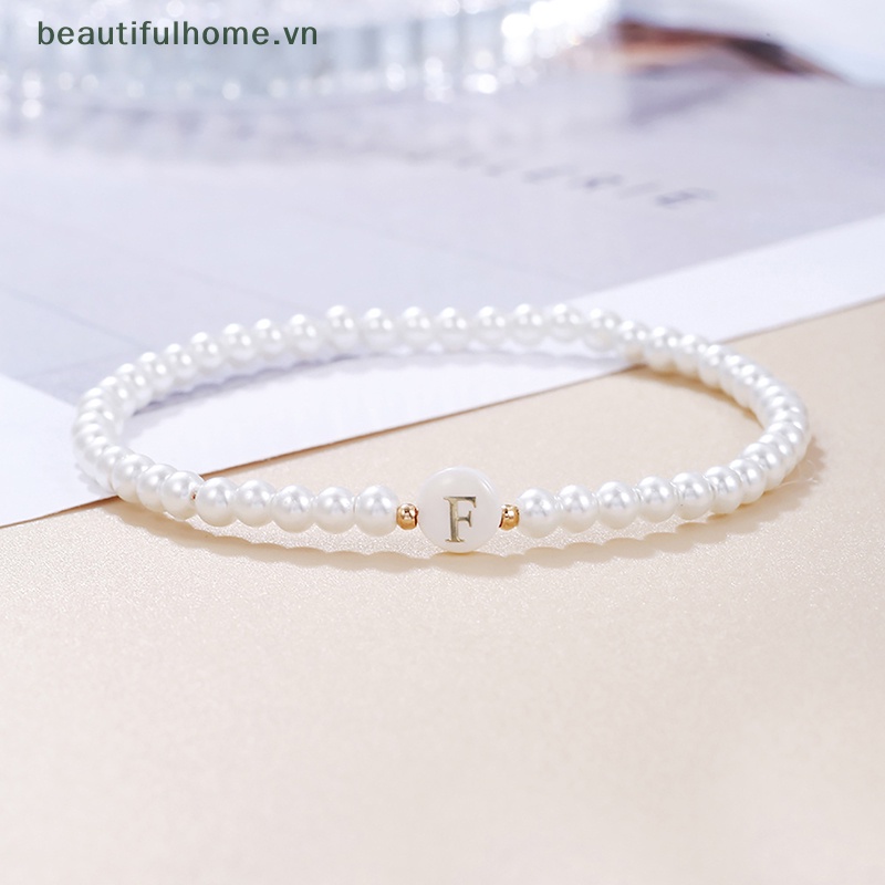 Vòng Tay Chuỗi Hạt Ngọc Trai Mặt 26 Chữ Cái Thời Trang Cho Nữ