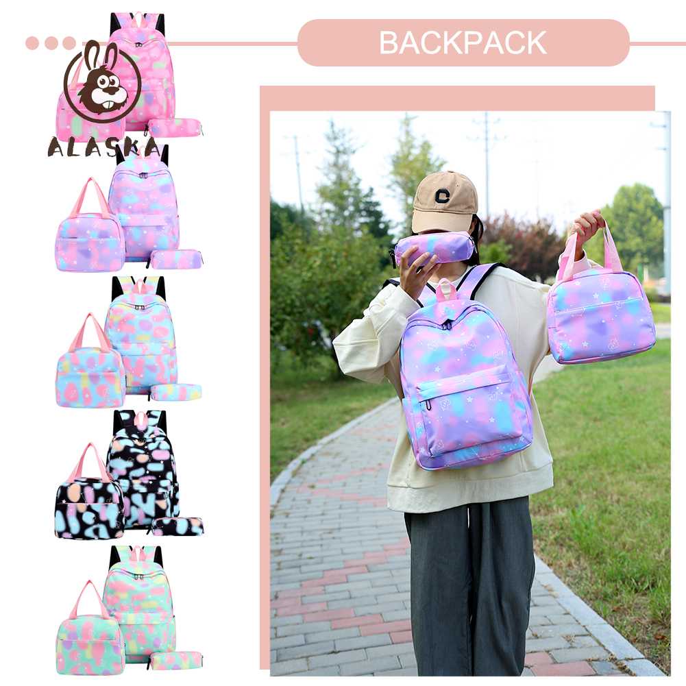 Set 3 Balo Túi Xách Ví Canvas Họa Tiết Dễ Thương Cho Nữ