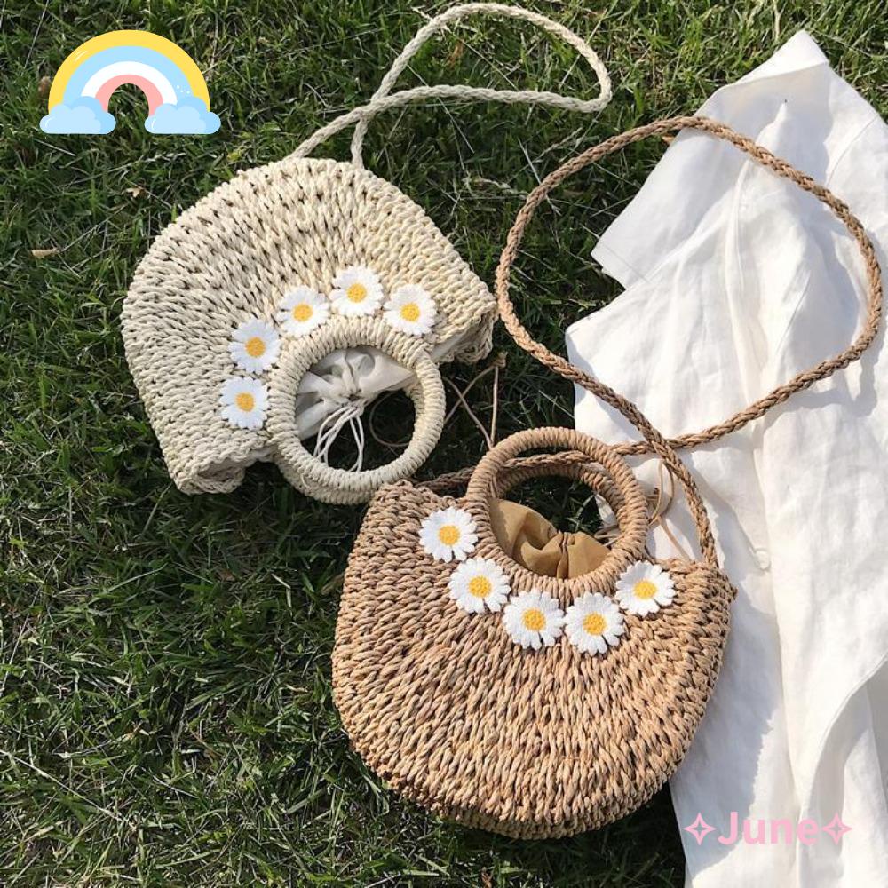 Túi Cói Dây Rút Hình Mặt Trăng Thiết Kế Mới Thời Trang Dành Cho Nữ