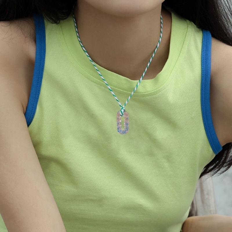 Vòng Cổ Choker Mặt Thủy Tinh Hình Chữ Nhật Họa Tiết Hoa Đơn Giản Thời Trang