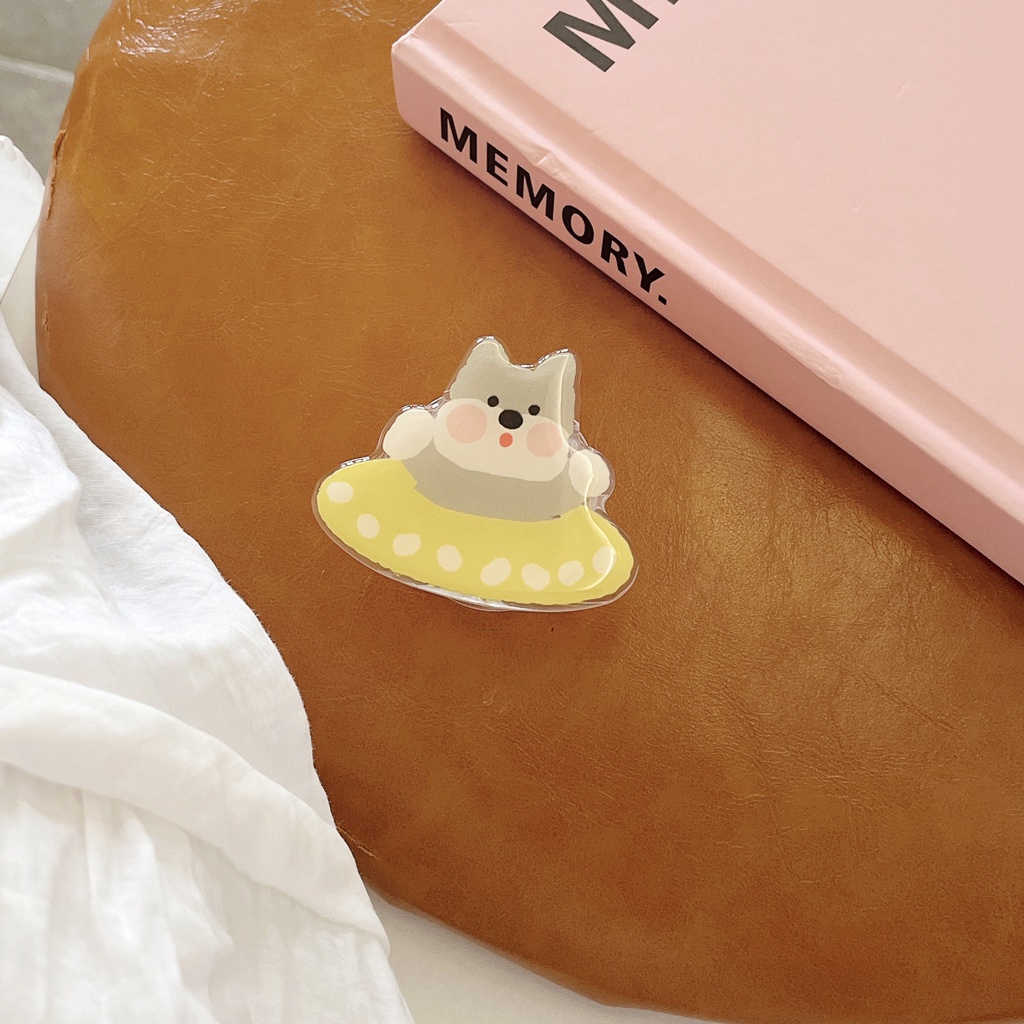 Ốp Điện Thoại tpu Mềm Trong Suốt Hai Mặt Có Vòng Nhẫn Giá Đỡ In Hình Cún Bơi Lội Cho iPhone 14 13 12 11 PRO MAX