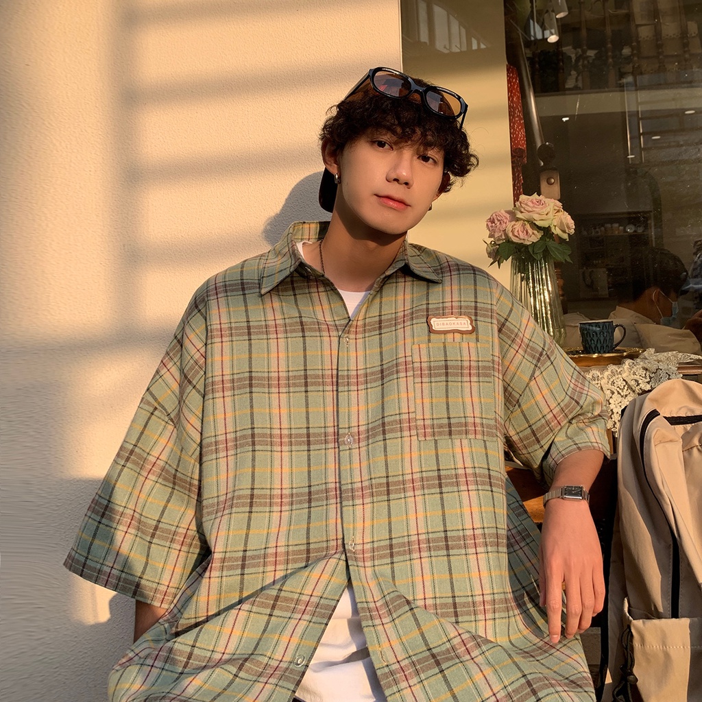 Áo Sơ Mi Tay Ngắn Phong Cách Thời Trang Đường Phố Nhật Bản Mới Cho Nam