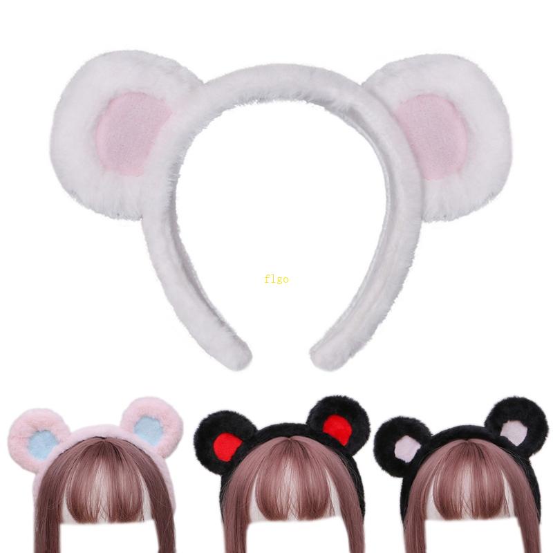 Băng Đô Tai Gấu Bông Màu Sắc Tương Phản Phong Cách Lolita