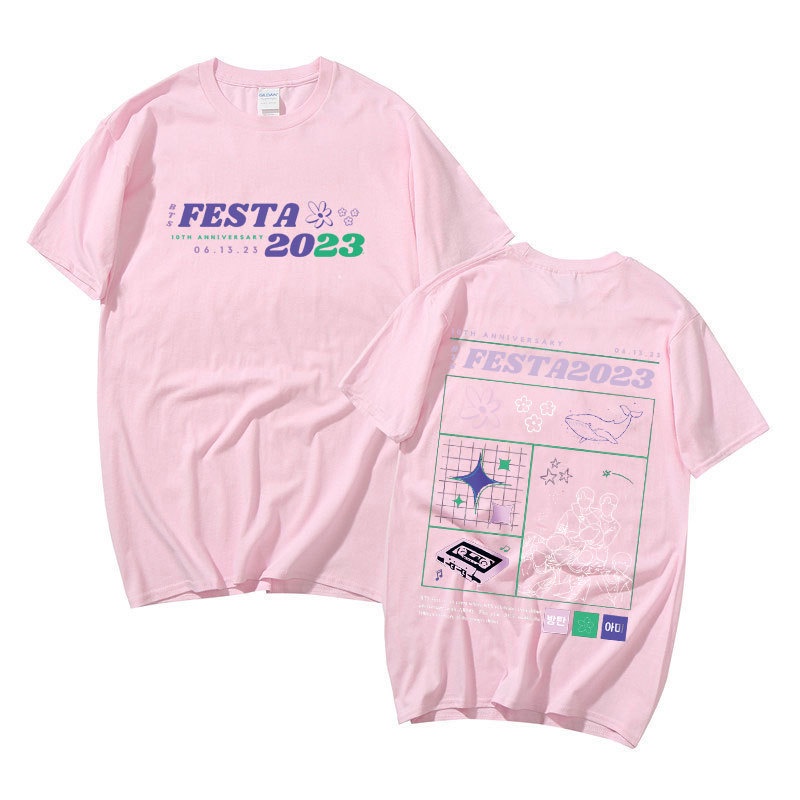 Áo Thun Cotton Tay Ngắn Dáng Rộng In Chữ ANNIVERSARY FESTA 2023 Kỉ Niệm 10 Năm Thời Trang Mùa Hè Cho Nam Và Nữ