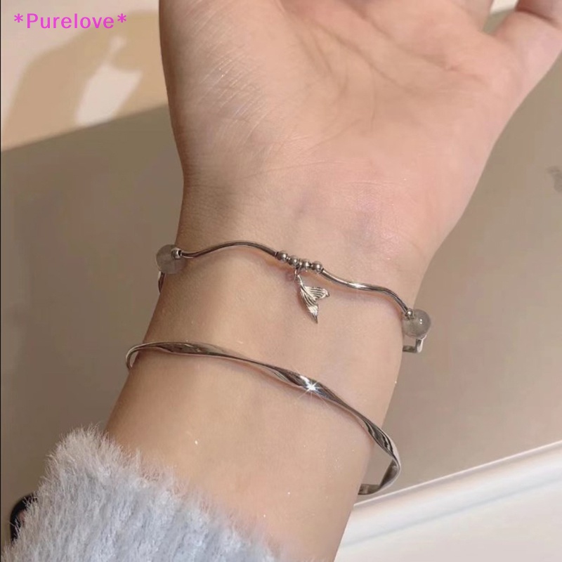 Purelove &gt; Vòng Tay Hình Đuôi Cá Đính Đá Mặt Trăng Nhẹ Nhàng Thiết Kế Niche Cho Nữ Bestie