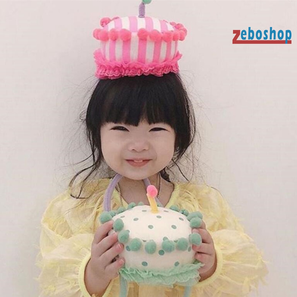 Băng Đô Cài Tóc Co Giãn Nhiều Màu Sắc Tạo Hình Bánh Sinh Nhật Độc Đáo