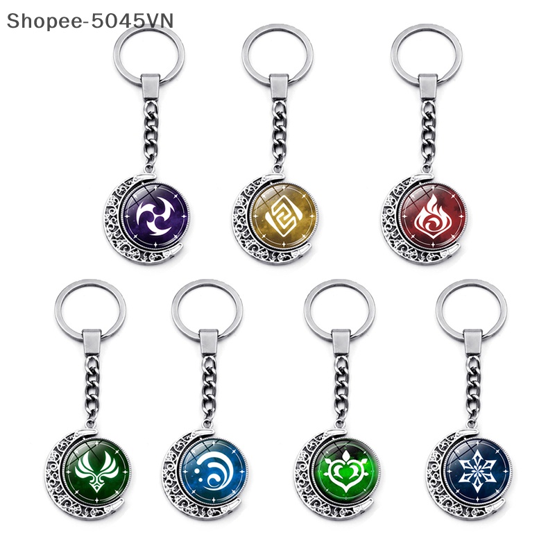 [Hàng Có Sẵn] Móc Khóa Hình Mắt Trăng Xoay 360 Độ Genshin Va Chạm (H)