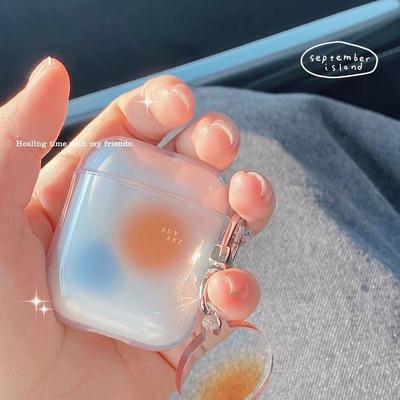 Vỏ Bảo Vệ Hộp Sạc Tai Nghe AirPods 1 / 2 Pro / I12 / Iici KJUJ Trong Suốt Kèm Móc Khóa