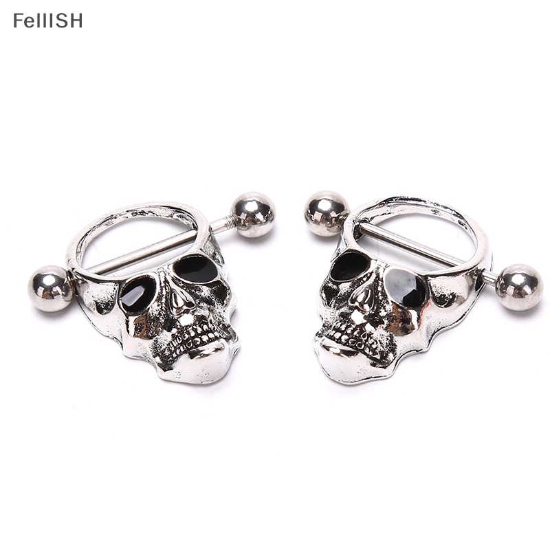 Khuyên Nhũ Bằng Thép Không Gỉ Hình Đầu Lâu 439br