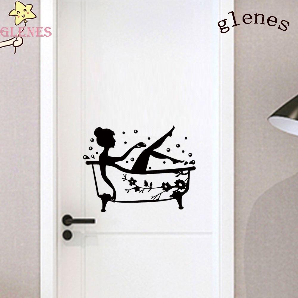 Nhãn Dán Trang Trí Cửa Phòng Tắm Tự Dính Họa Tiết Hoạt Hình 3D Dễ Thương