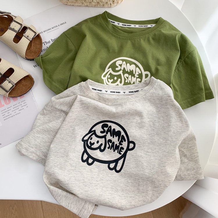 Áo Thun Cotton Mỏng Cổ Tròn Tay Ngắn In Họa Tiết Hoạt Hình Thời Trang Mùa Hè Cho Bé Trai Và Gái