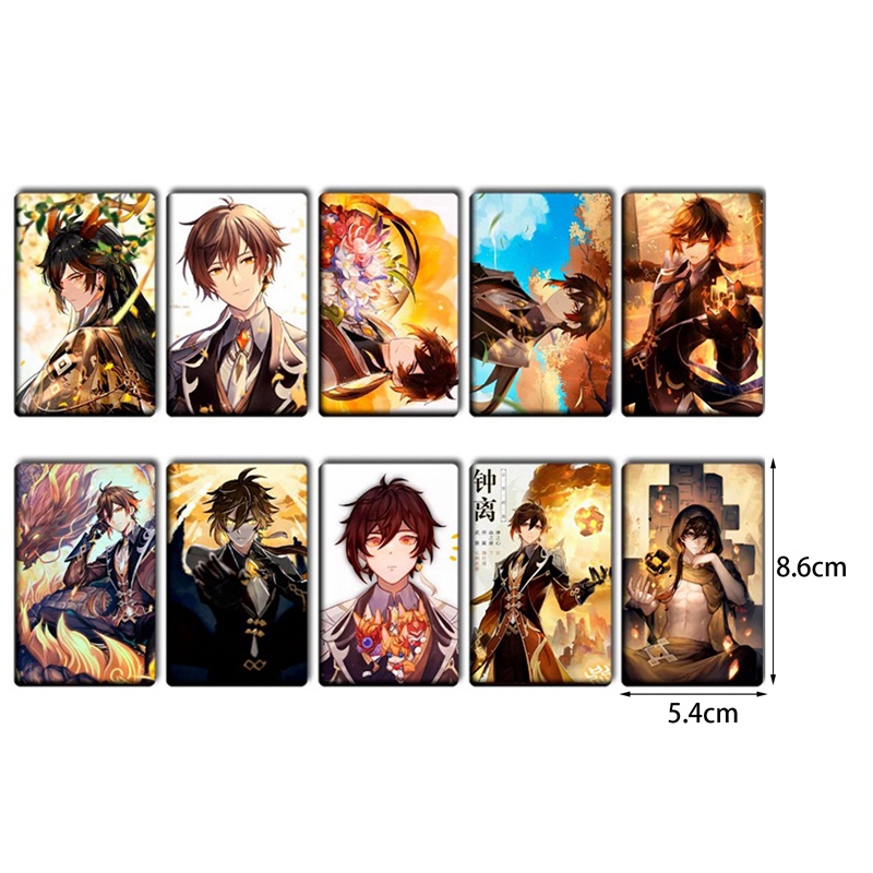 Set 10 Miếng Dán Thẻ Tín Dụng Ngân Hàng Chống Nước In Hình Anime Genshin Va Chạm