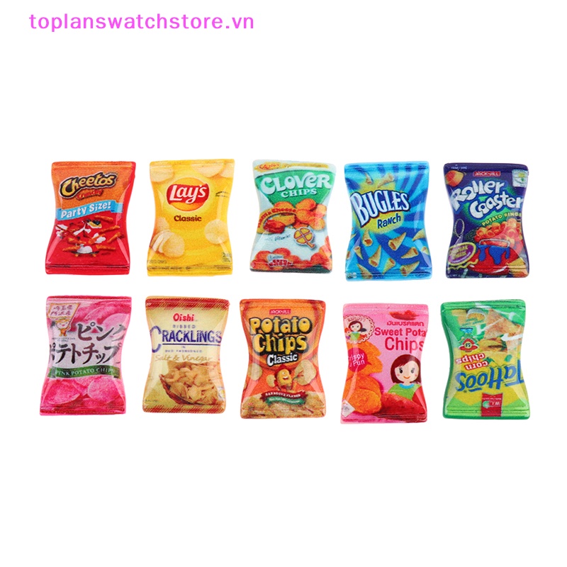 Set 10 Mô Hình Đồ Ăn Vặt / Khoai Tây Chiên / Kẹo Bằng Nhựa Resin Trang Trí Nhà Bú