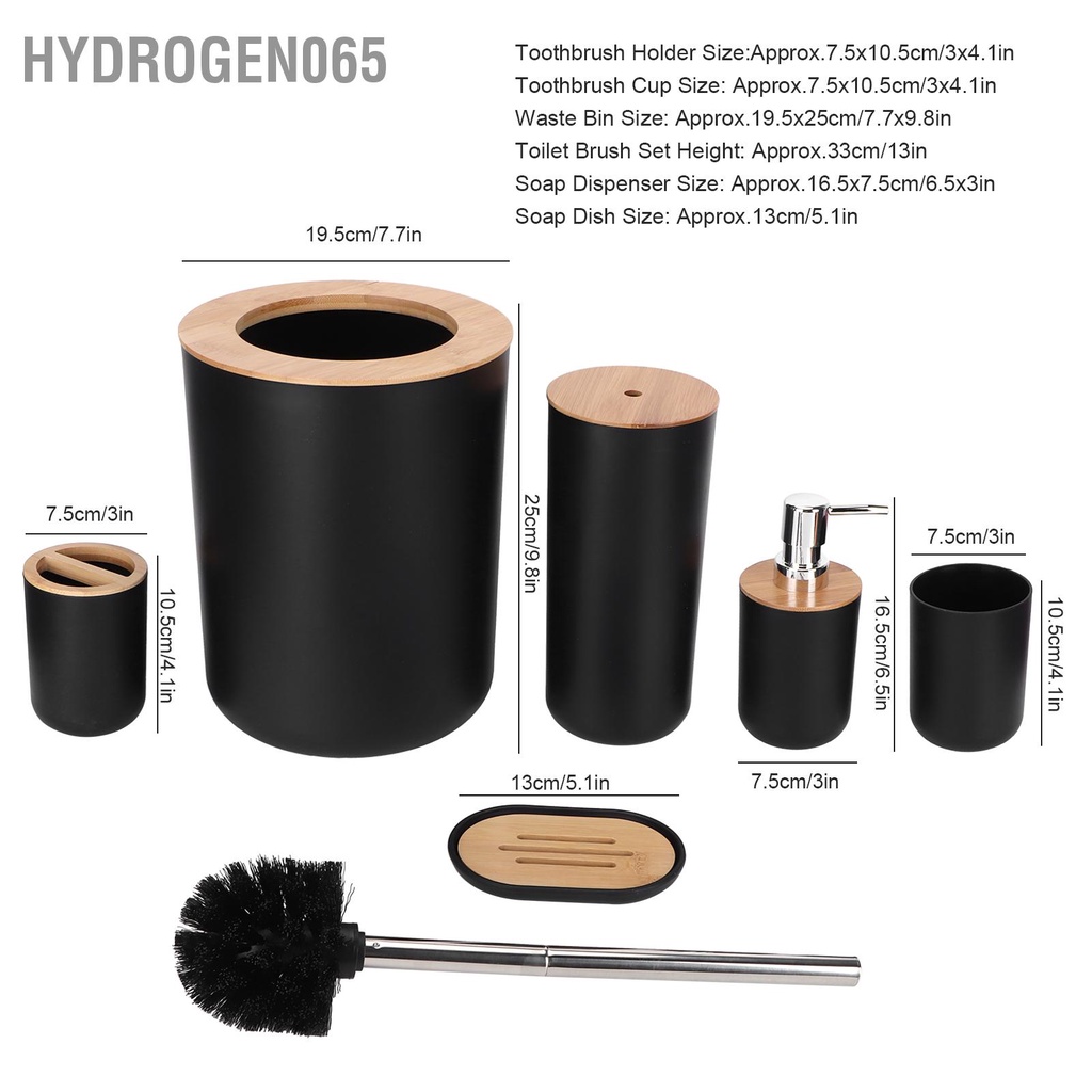 Hydrogen065 Bộ 6 Phụ Kiện Phòng Tắm Giá Để Bàn Chải Đánh Răng Bình Đựng Xà Cốc Vệ Sinh Nhà