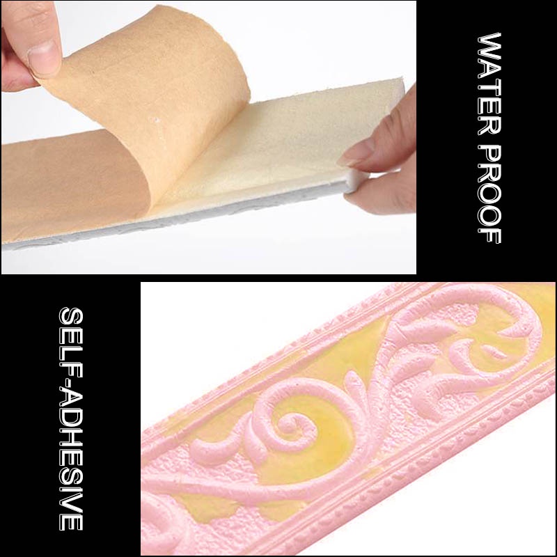 Miếng Dán Viền Tường Bằng Xốp Họa Tiết Kẻ Sọc 3d Tự Dính Chống Thấm Nước Trang Trí Nhà Cửa