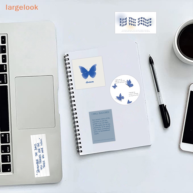 Bộ 57 Miếng Dán Trang Trí Laptop / Vali Họa Tiết Graffiti Màu Xanh Dương Tối Giản Thời Trang