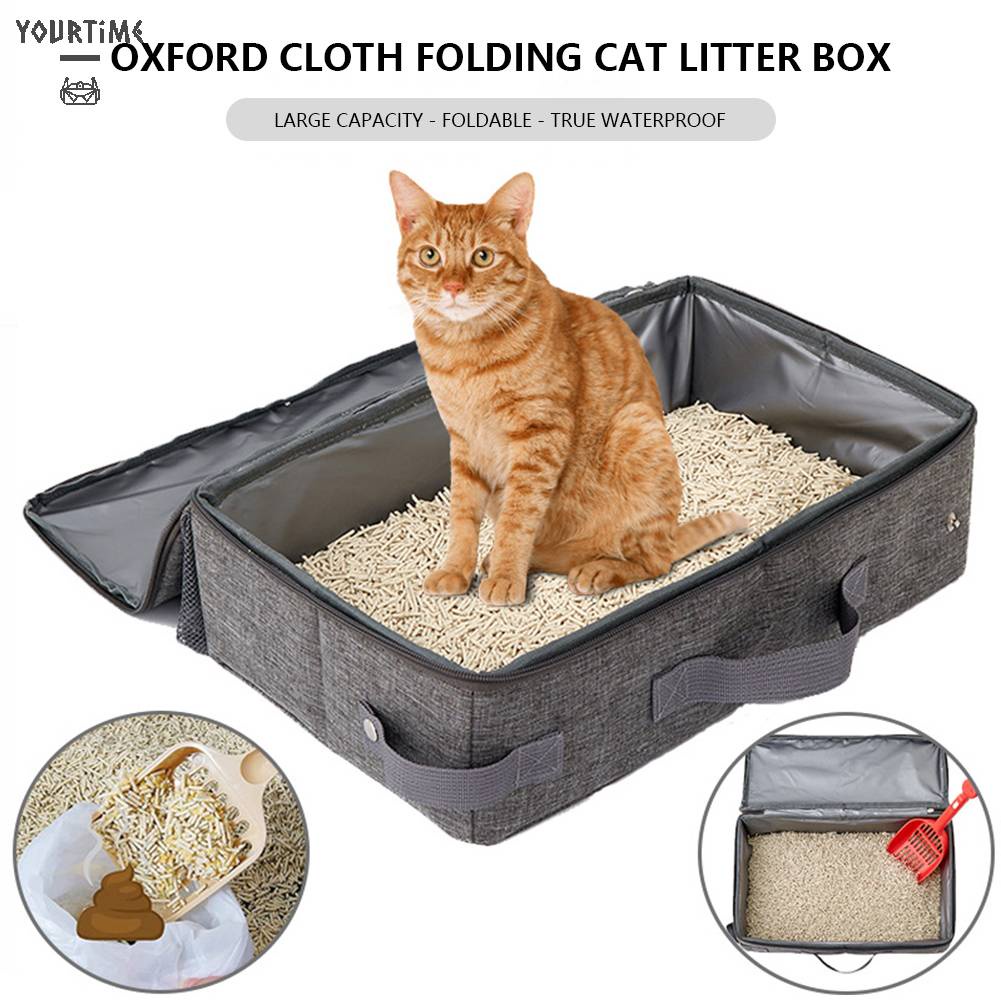 Hộp Đi Vệ Sinh Di Động Hình Chữ Nhật Có Thể Gập Lại Kèm Xẻng Cho Mèo