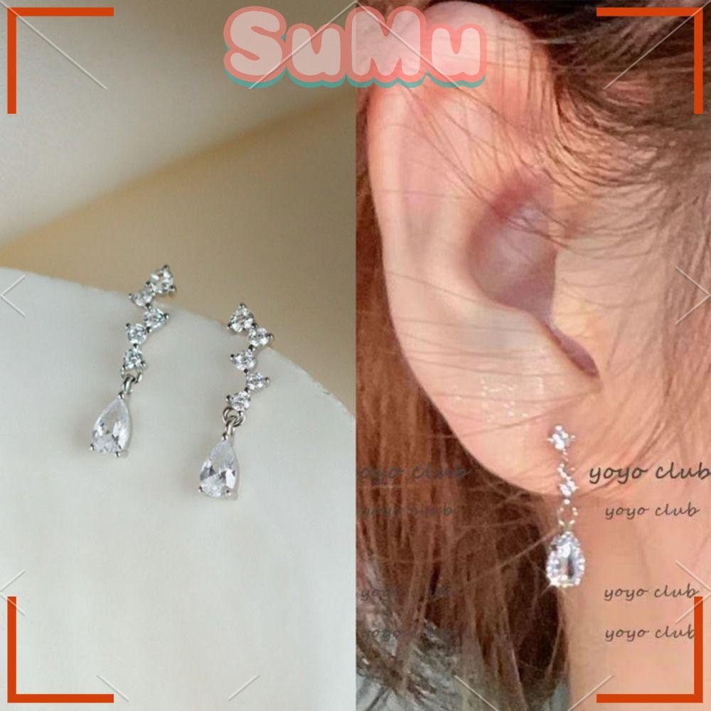 Bông Tai Hình Giọt Nước Phong Cách Pháp|Bông Tai Đính Đá Lấp Lánh Thời Trang Mùa Hè Cho Nữ