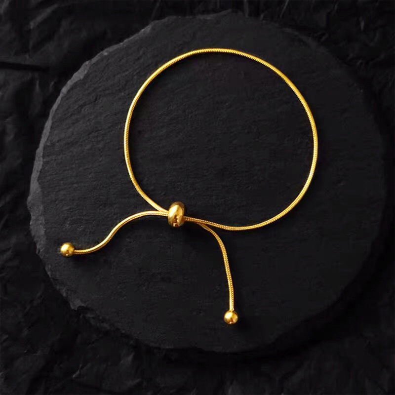 Ygt Vòng Tay Dạng Chuỗi Rắn Bằng Thép Titan Màu Vàng Điều Chỉnh Được Thiết Kế Đơn Giản Cho Nam Và Nữ