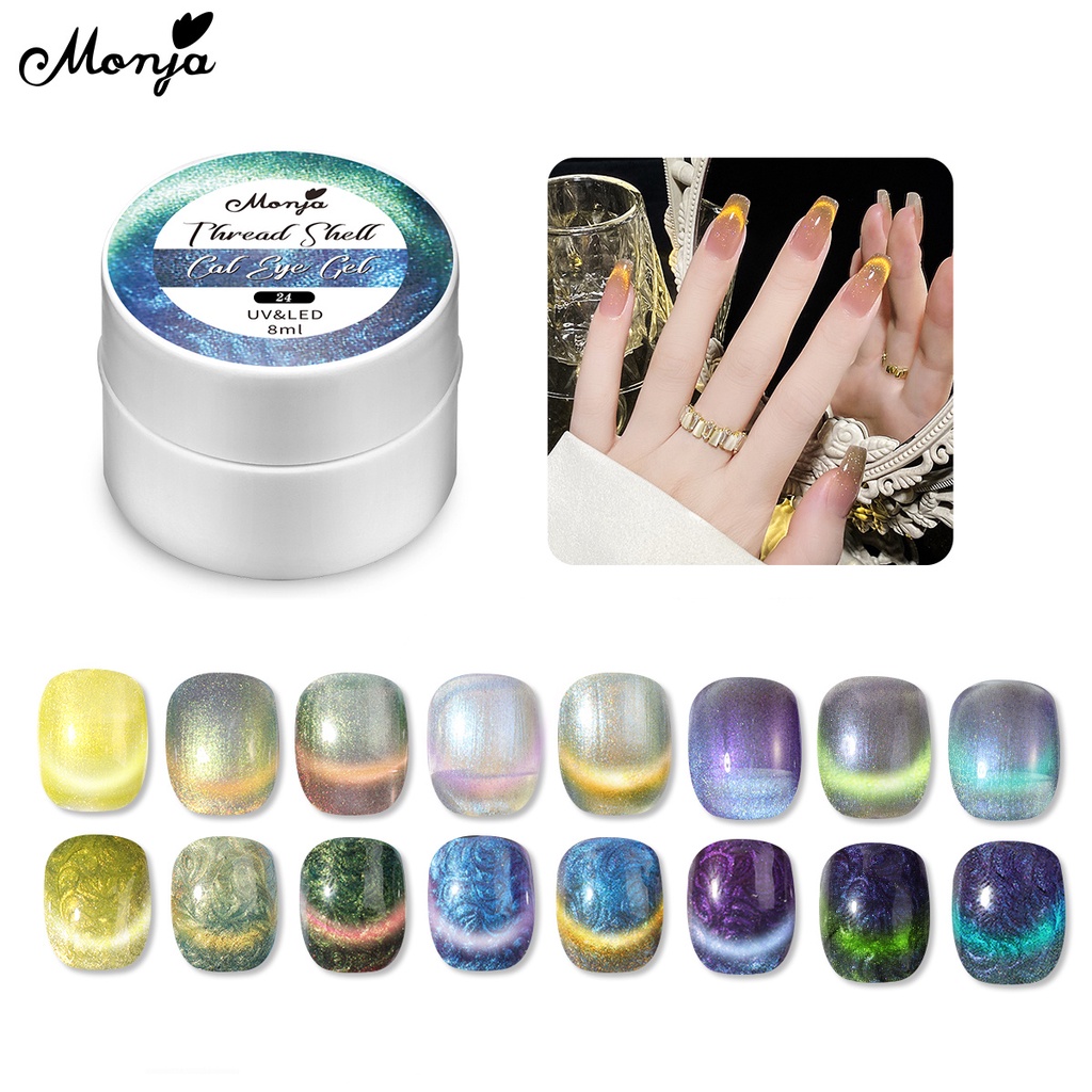 Sơn Móng Tay Gel UV Mắt Mèo 9D Từ Tính 24 Màu Tùy Chọn Monja