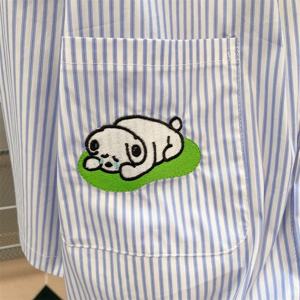 Áo Sơ Mi Tay Ngắn Dáng Rộng Thêu Họa Tiết Phong Cách Nhật Bản Thời Trang Mùa Hè Cho Nam 150kg 2