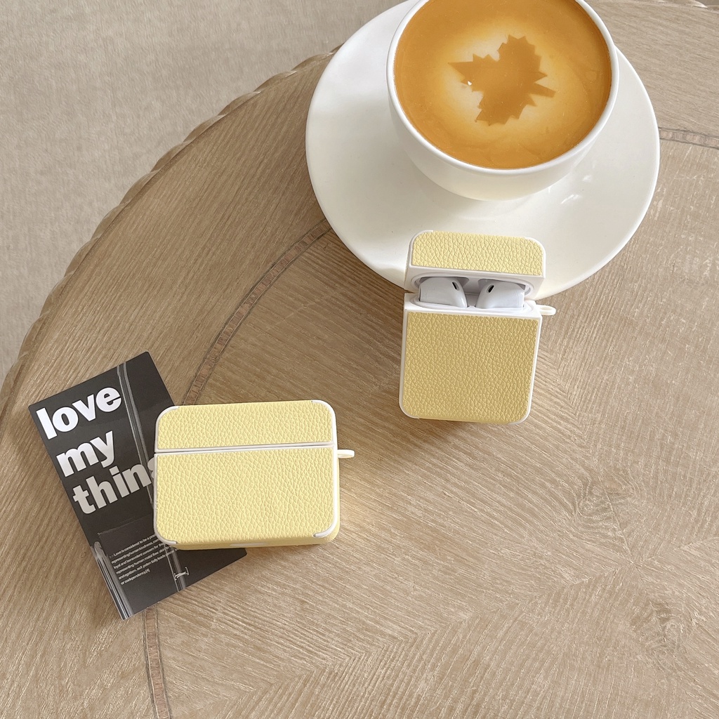 Ốp Điện Thoại Da PU Mềm Màu Trơn Chống Sốc Cho AirPods 1 2 3 pro2 2022