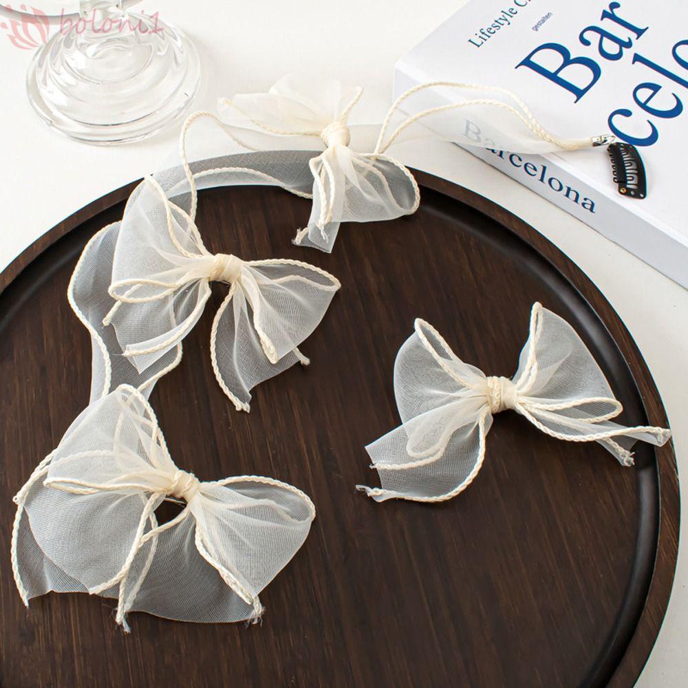 Kẹp Tóc Hình Nơ Phối Dây Ruy Băng Tua Rua Phong Cách Hàn Quốc Mới Cho Nữ