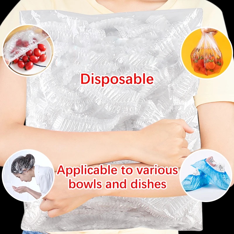 Set 10 Túi Bọc Thực Phẩm Dùng Một Lần Bằng Nhựa Co Giãn Dày Dặn Cỡ Lớn Chống Bụi / Côn Trùng