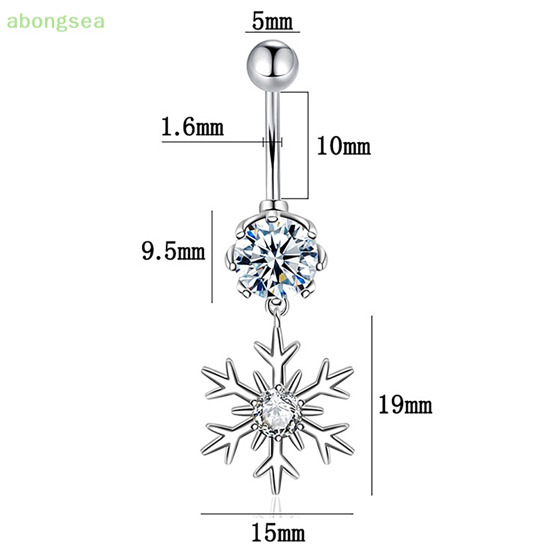 Khuyên Rốn Bằng Thép Không Gỉ Đính Đá Zircon Hình Bông Tuyết Màu Hồng Và Trắng Sáng Tạo Quyến Rũ Cho Nữ