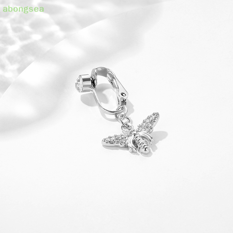 Abongsea Khuyên Rốn Đính Đá Zircon Bằng Thép Không Cần Khoan Lỗ Hình Ong Sáng Tạo Quyến Rũ