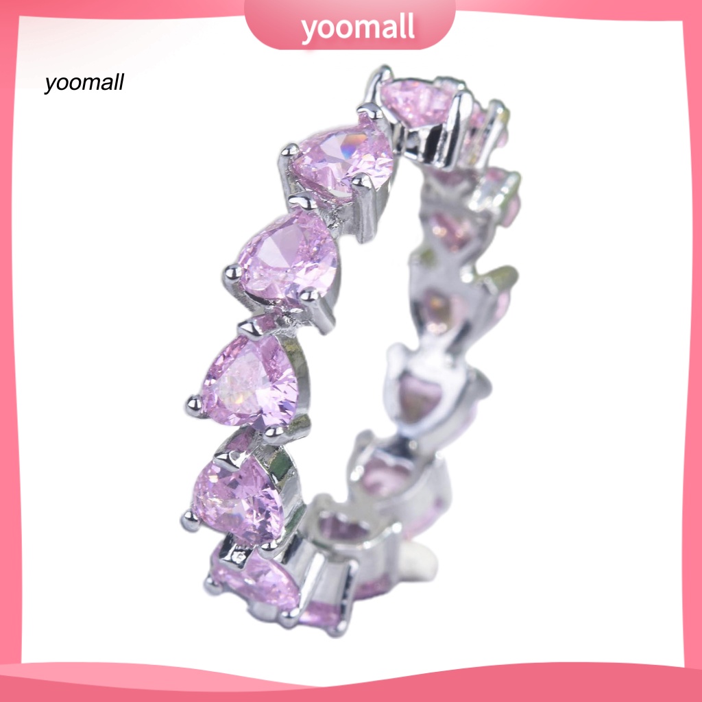 Nhẫn Đính Đá Hình Trái Tim Có Thể Điều Chỉnh Kích Cỡ