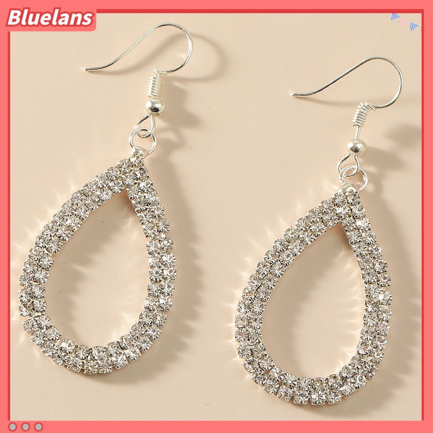 Bông Tai Hai Hàng Đính Kim Cương Toàn Diện Thời Trang