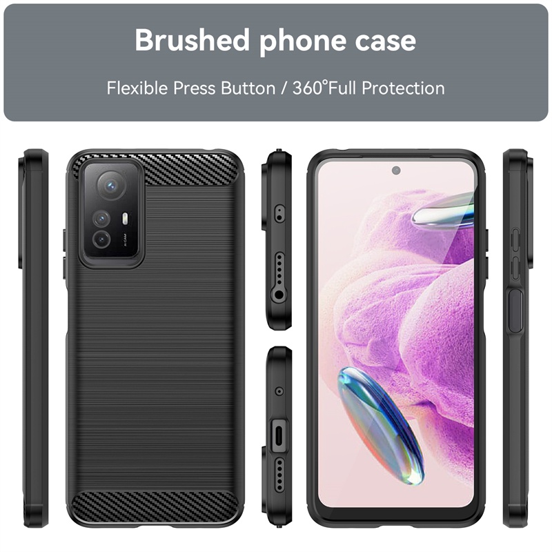 For Xiaomi Redmi Note 12S 12 Pro Plus 12Pro+ Note12Pro 4G 5G Ultra Thin Soft TPU Silicone Carbon Fiber Matte Shockproof Case Cover Casing