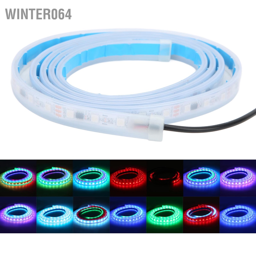 Winter064 Dải đèn LED ô tô linh hoạt 1 8m có điều khiển từ xa Đa năng 12V 5W RGB đầy màu sắc cho nắp ca-pô phía trước